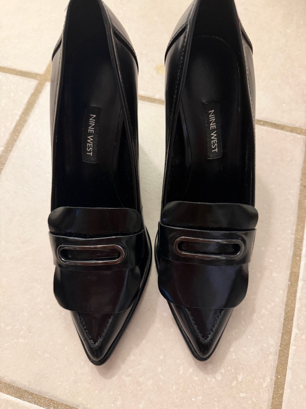 Nine West Black Patent Slip-On Block Heels